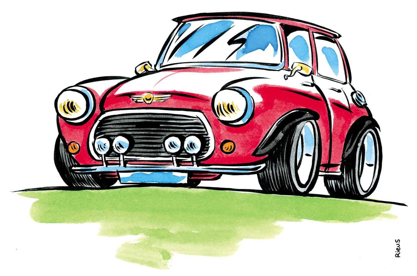 Caricature of a Mini Cooper