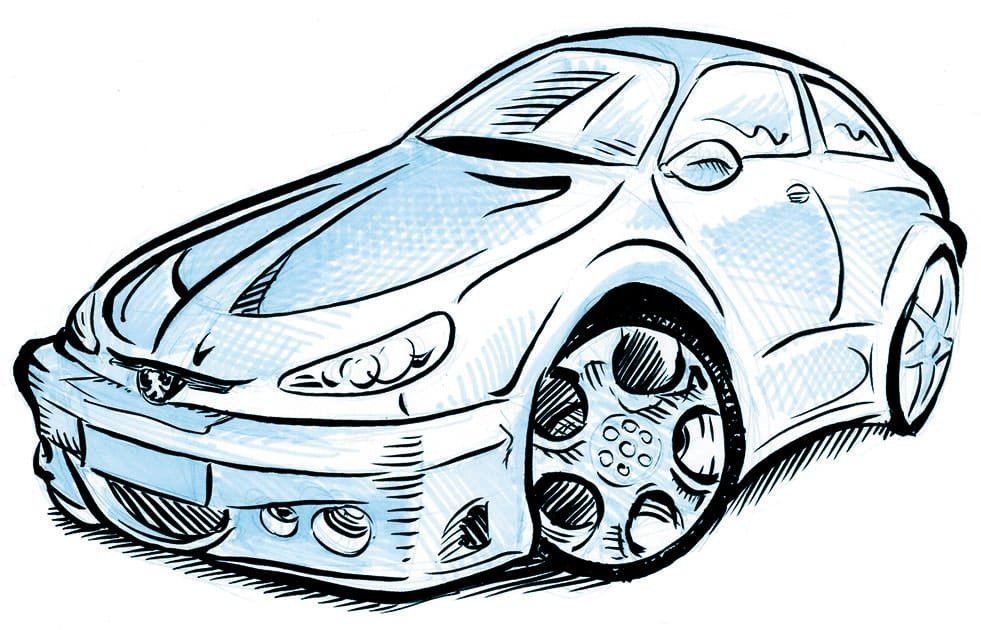 Caricature of a Peugeot 206 sport